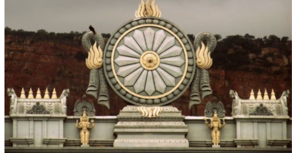 Tirupati Balaji Temple Golden Gopuram with Devotees